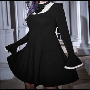 Contrast lace panel flounce sleeve dress - XL